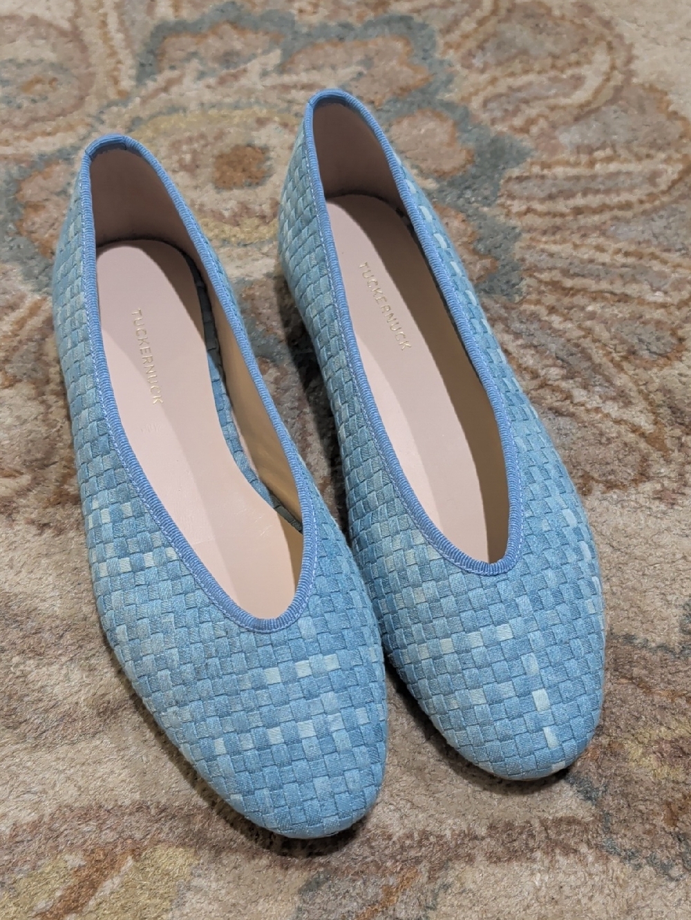 Tuckernuck Nina Light Denim Powder Blue Woven Ballet Flats